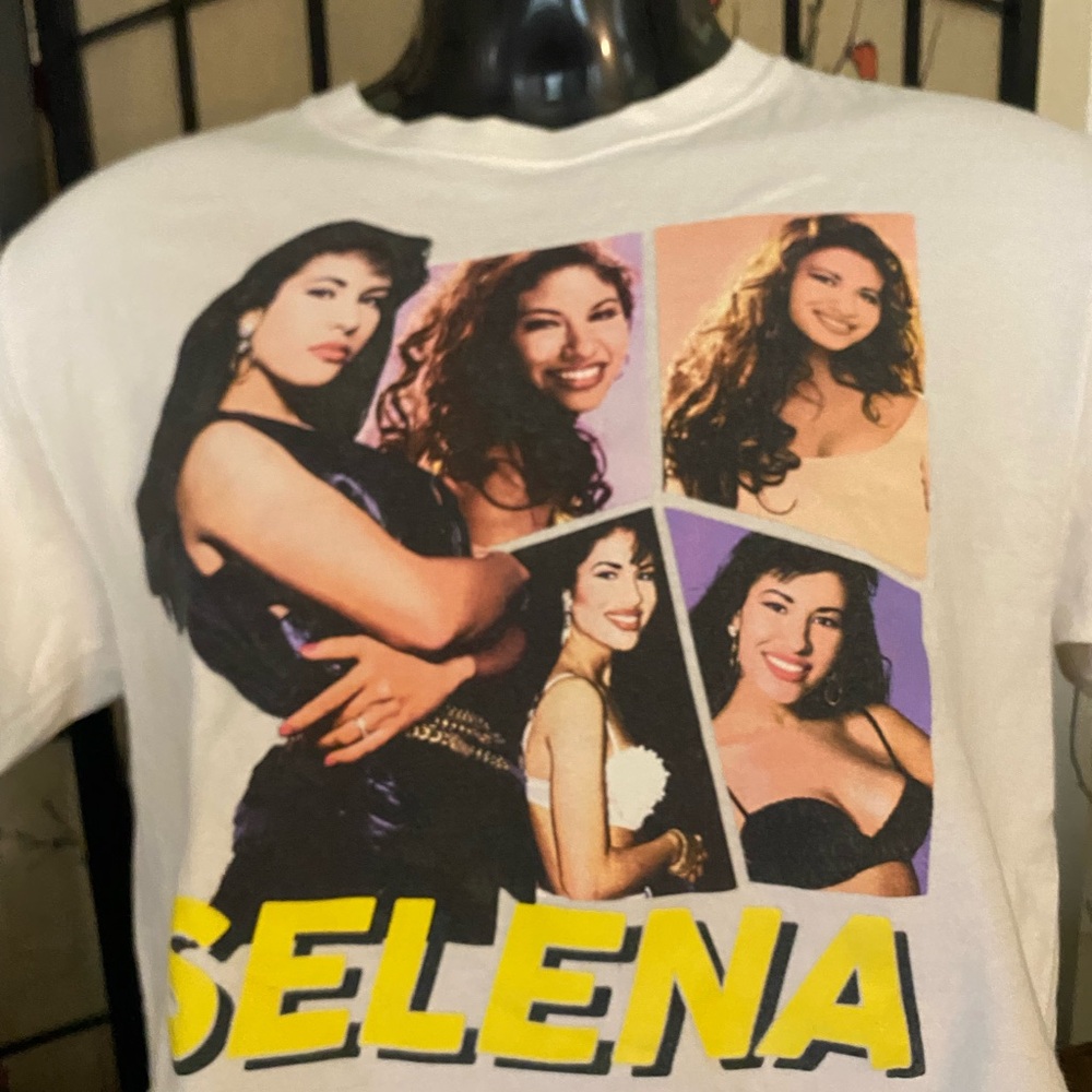 White Graphic Short Sleeve Tee - Selena Collage Print